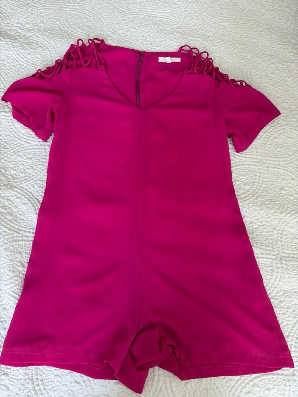 Kids Fuchsia One-Piece Romper with Loop-Shoulder Detail